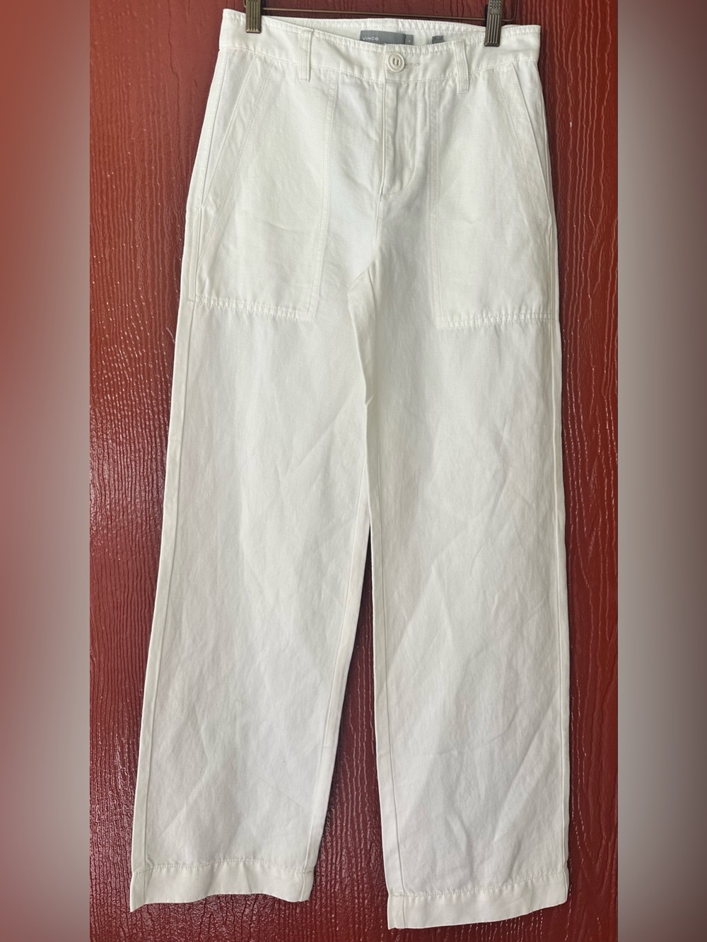 NWT  Vince White Linen Blend Wide Leg Baker Pants - Size 0